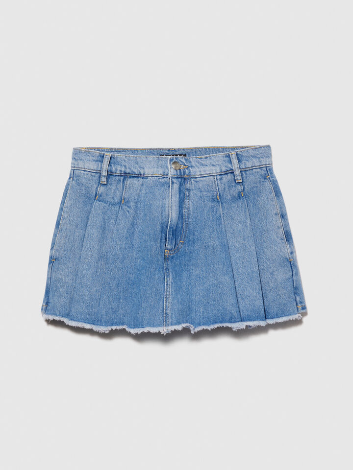 Denim culottes - women's mini skirts - Blue | Sisley image number 6